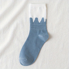 Girls Plaid Crew Socks Breathable for Autumn Winter