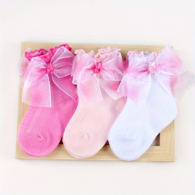 Girls Colorful Bow Short Crew Socks for Kids
