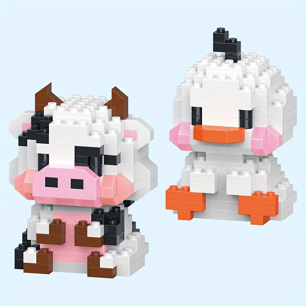 Mini Animal Building Blocks Toys Chicken Cow Crocodile Ducks Elephant