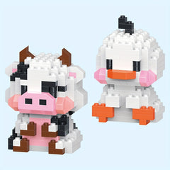Mini Animal Building Blocks Toys Chicken Cow Crocodile Ducks Elephant