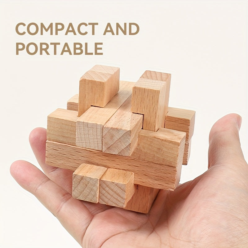 25pcs Luban Lock Colorful Puzzle Toy Beech Kongming Lock Full Set Puzzle Assembl