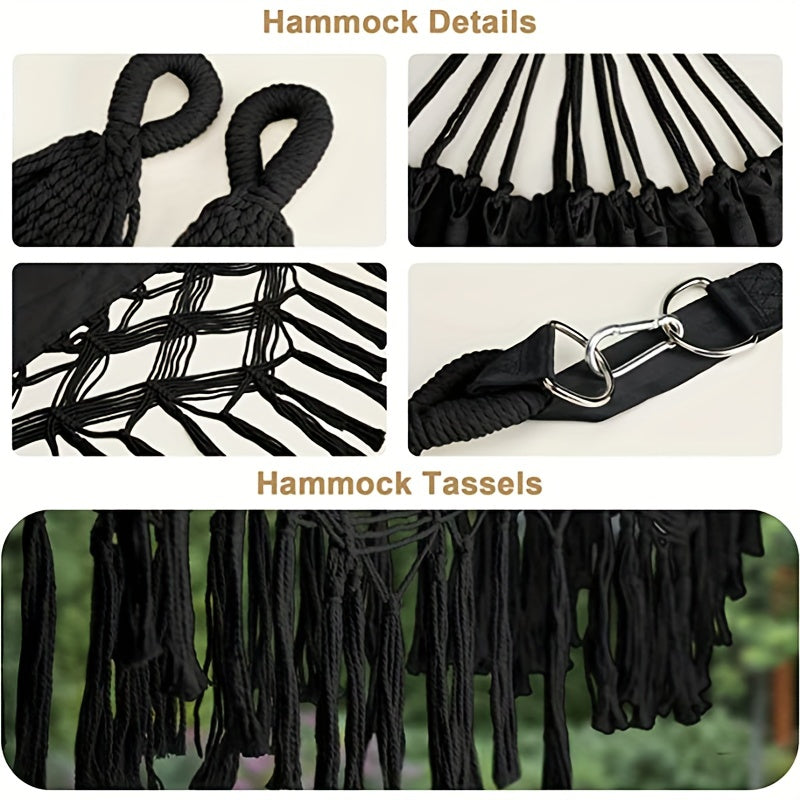 1pc Fringed Hammock With Straps for Outdoor Camping Travel