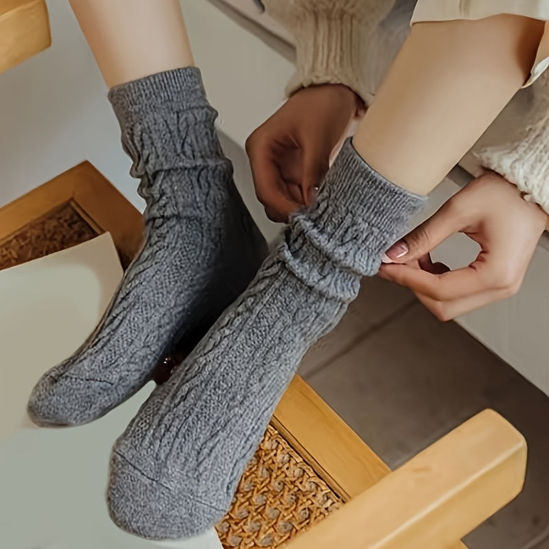 8 Pairs Twist Textured Socks Soft Mid Tube Socks Women's Stockings