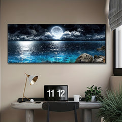 Canvas Poster Modern Abstract Ocean Night Moon Landscape Painting Bedroom Decor
