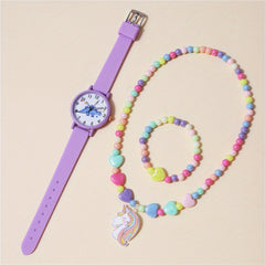 3pcs Set Dinosaur Pattern Kids Watch with Bracelet & Necklace