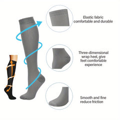 3 Pairs Knee High Compression Socks 15-20 mmHg Circulation for Women & Men