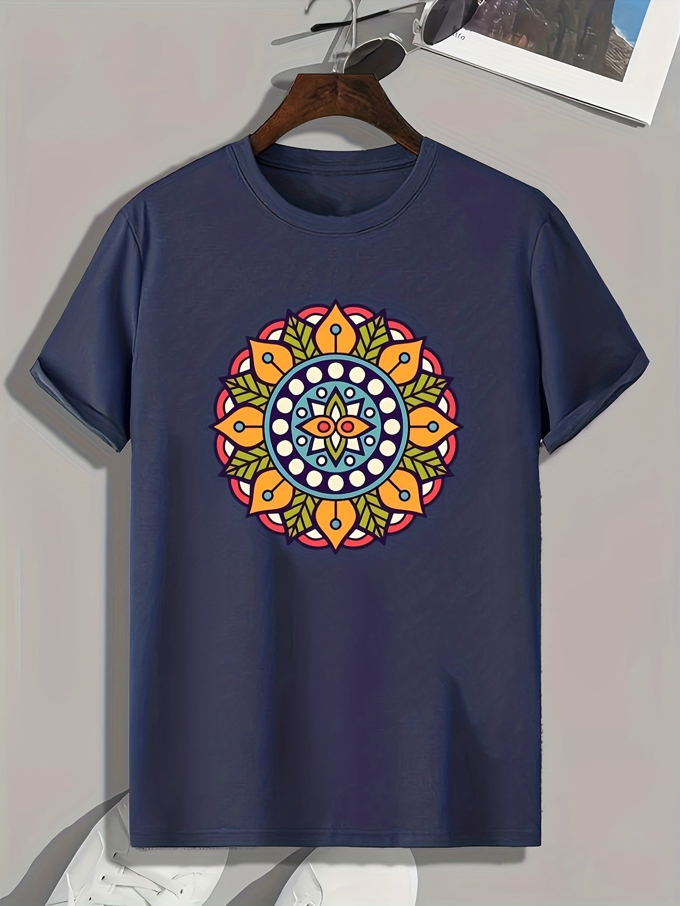 Flower Print Men's Graphic Tee Casual Summer T-shirt