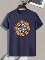 Flower Print Men's Graphic Tee Casual Summer T-shirt