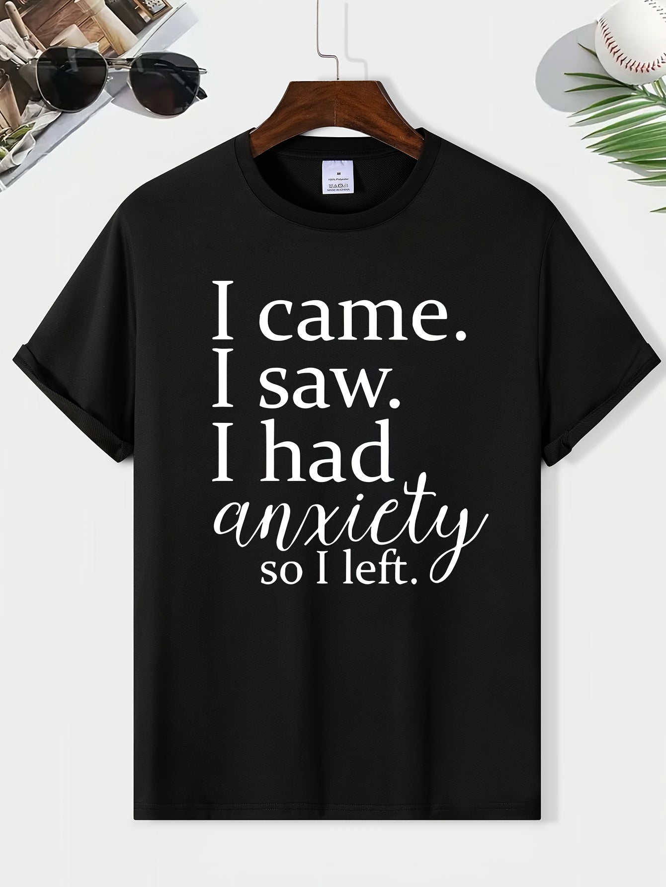Men's Round Neck Print Tee Short Sleeve Casual T Shirt