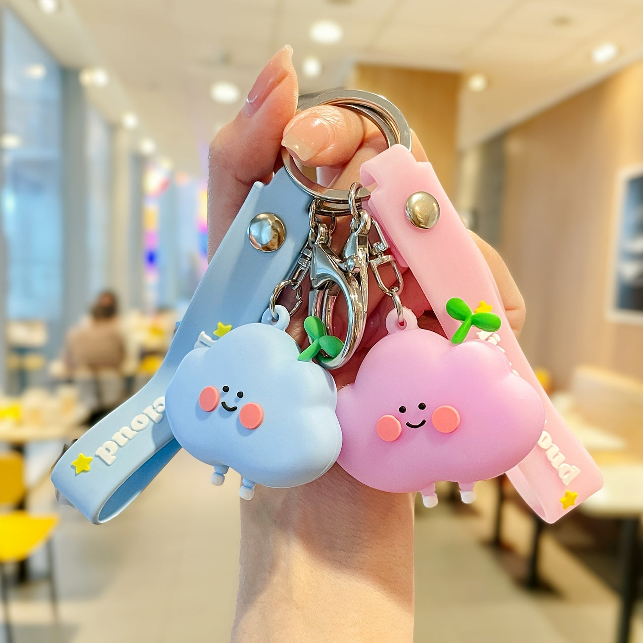 Grass and Cloud Keychain Backpack Pendant for Kids