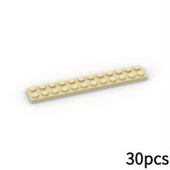 30pcs 2x12 Low Brick Building Blocks Durable ABS Plastic 6 Colors Gray Red Yello