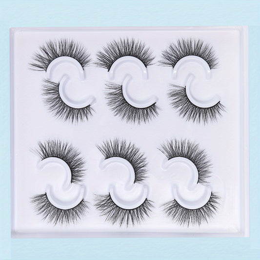6 Pairs 5D Winged End Eye Elongated Eyelashes Natural Curly Cat Eye Lashes Fox E