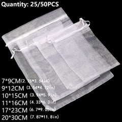 25pcs Christmas Organza Gift Bags Drawstring Pouches Party Favors