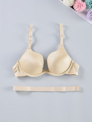 Solid Push Up Bra Comfy & Breathable Women's Lingerie