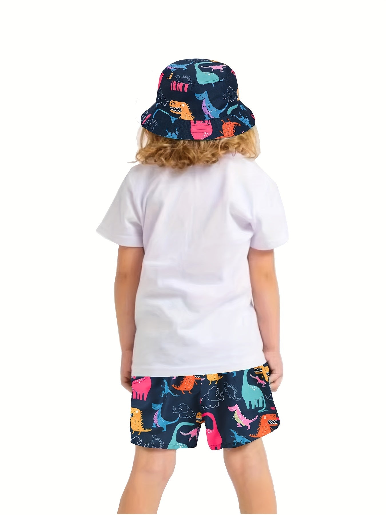 Boy's Coconut Tree Print Shorts & Sun Hat Set