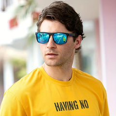 Men's Square Sunglasses Pattern Frame Polarized