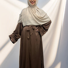 Casual Abaya Dress Women's Plus Solid Long Sleeve Round Neck