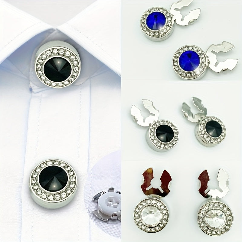 2pcs Rhinestone Button Covers Hidden Shirt Accessories