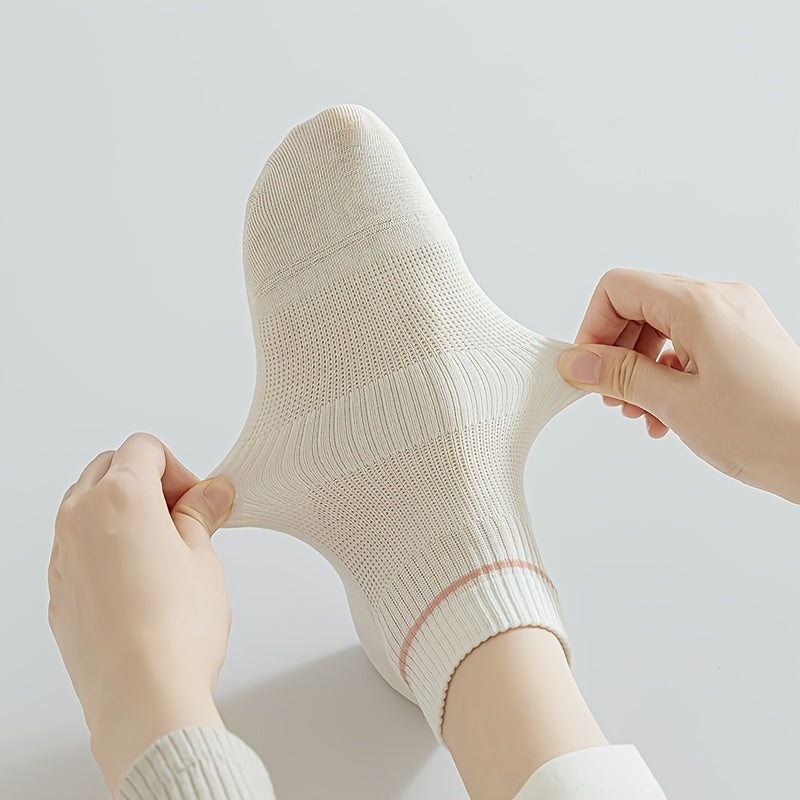 5 Pairs Solid Low Cut Ankle Socks Women's Stockings