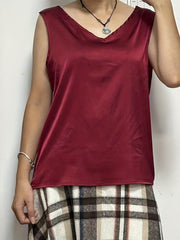 Solid V Neck Tank Top Sleeveless Casual Summer Top