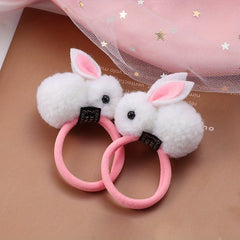 Girls Easter Plush Rabbit Hair Tie Stretch Rubber Bands Hair Rope