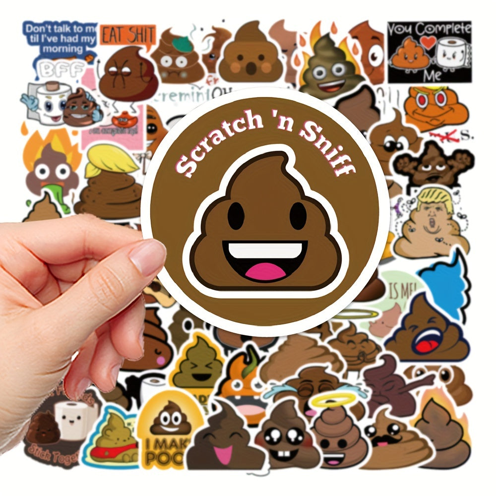 60pcs Cartoon Prank Toilet Expression Stickers Waterproof Vinyl Stickers