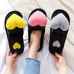 Women's Heart Decor Slippers Closed Toe Slip On Shoes Warm Winter