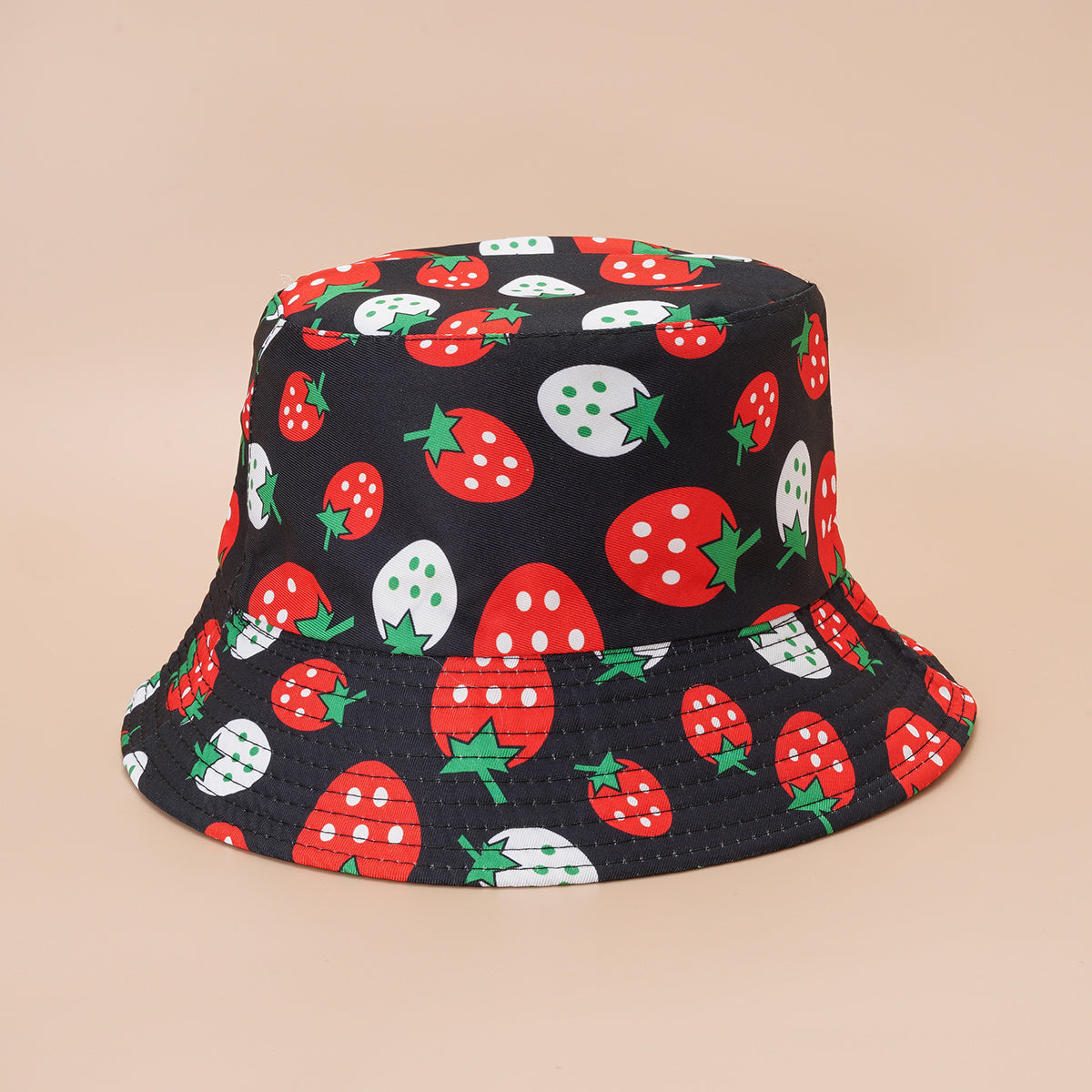 Graffiti Strawberry Print Bucket Hats Sun Hat Reversible Outdoor Party Hats