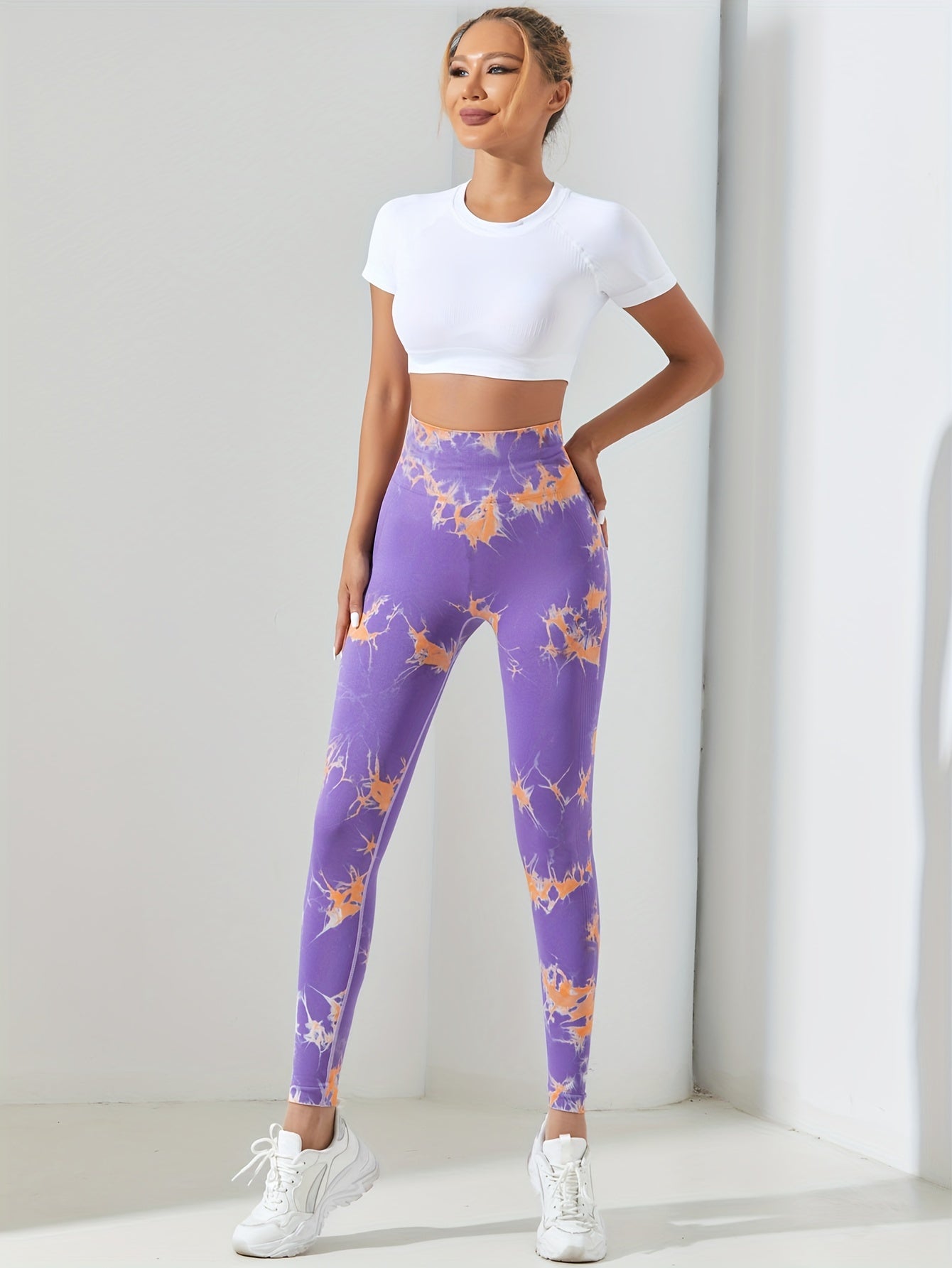 Tie Dye Seamless Workout Leggings High Elastic Slim Yoga Pants