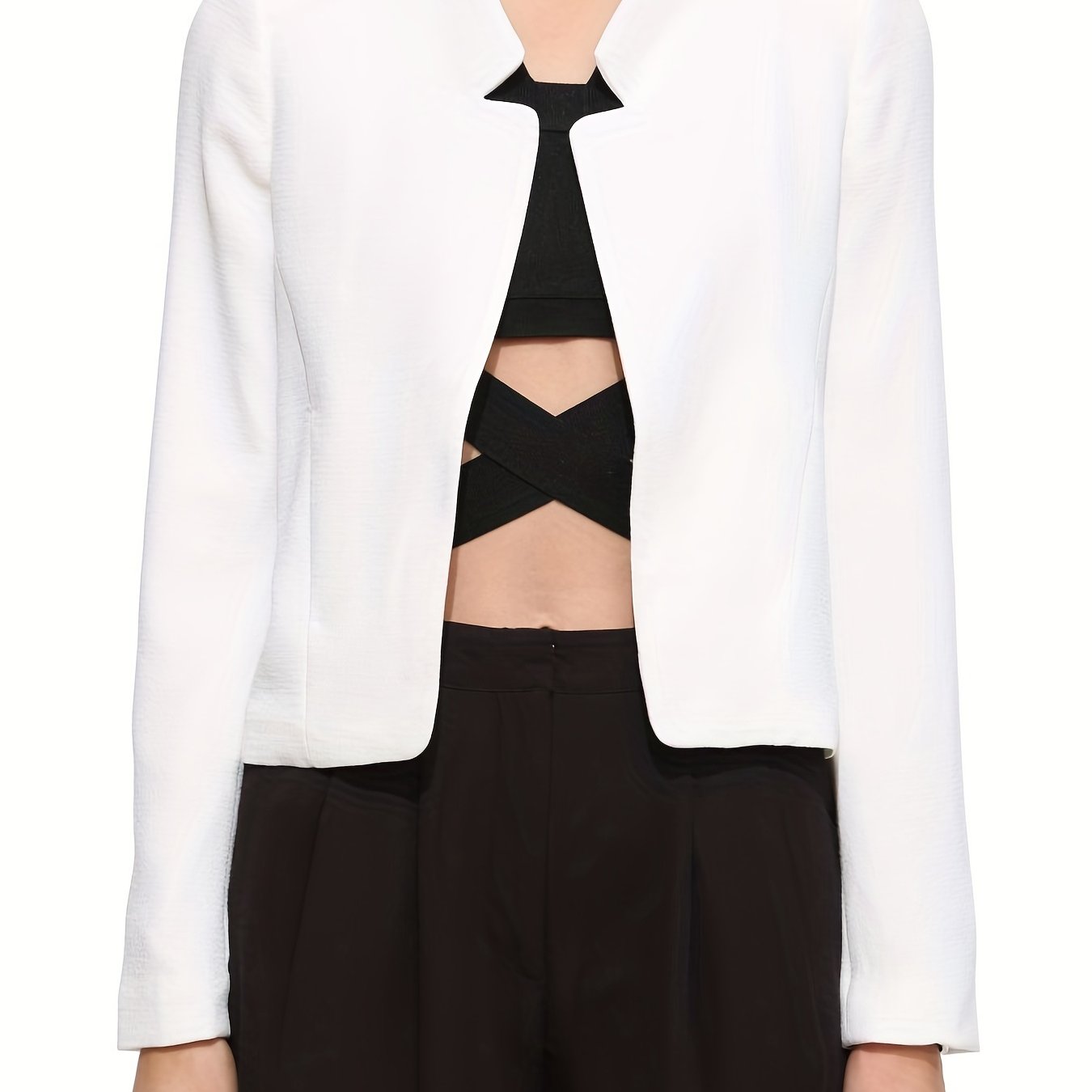 Open Front Blazer Long Sleeve Crop Blazer for Women
