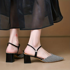 Women's Colorblock Ankle Strap Sandals Block Heel Shoes