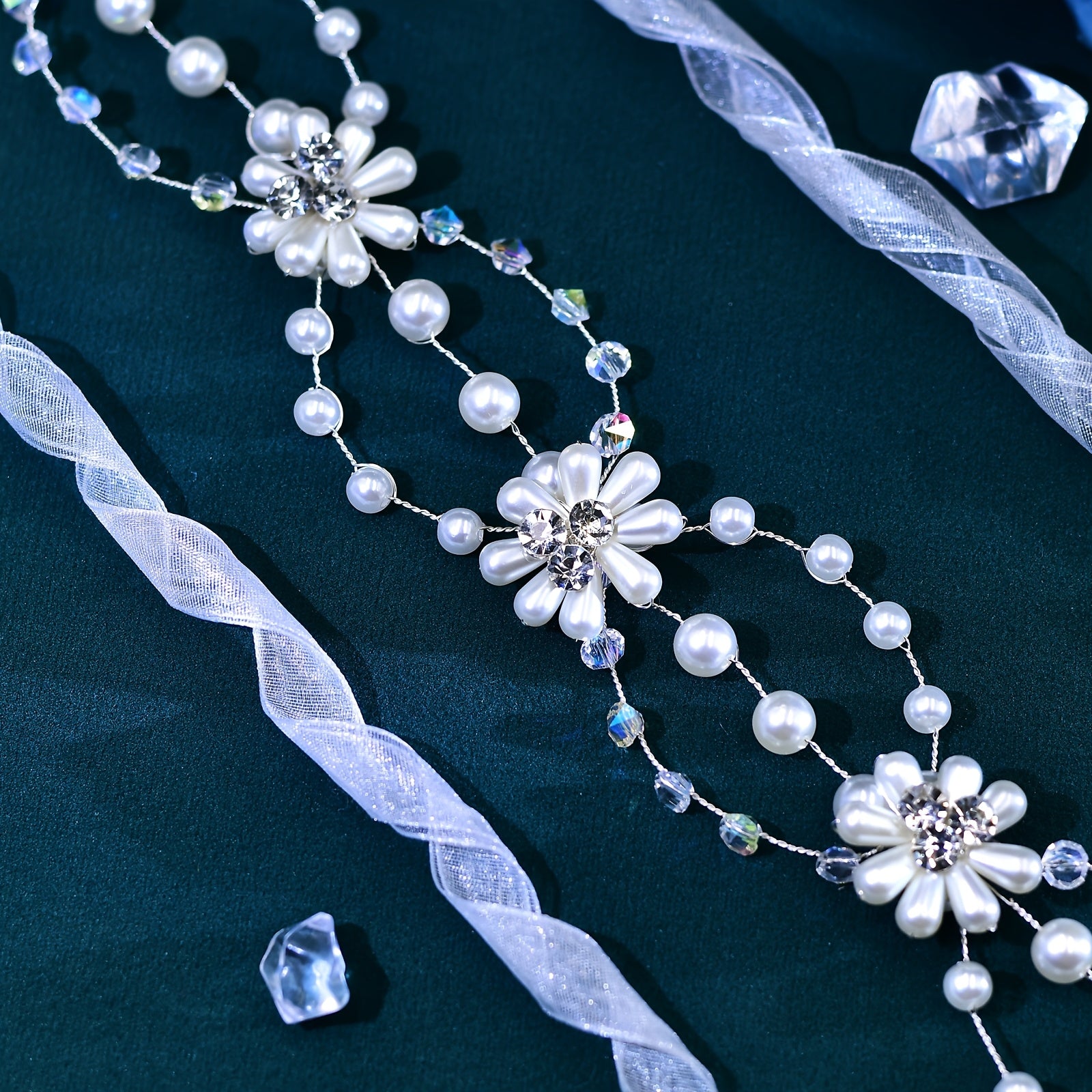 Floral & Cross Beaded Bridal Headpiece HP625