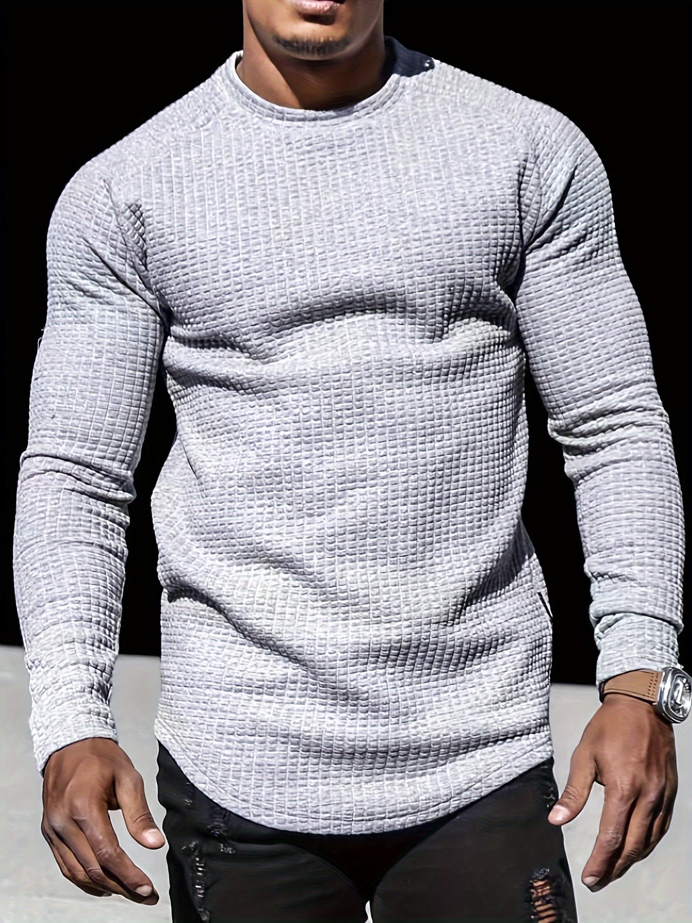 Men's Casual Round Neck Long Sleeve T-Shirt Pullover Top