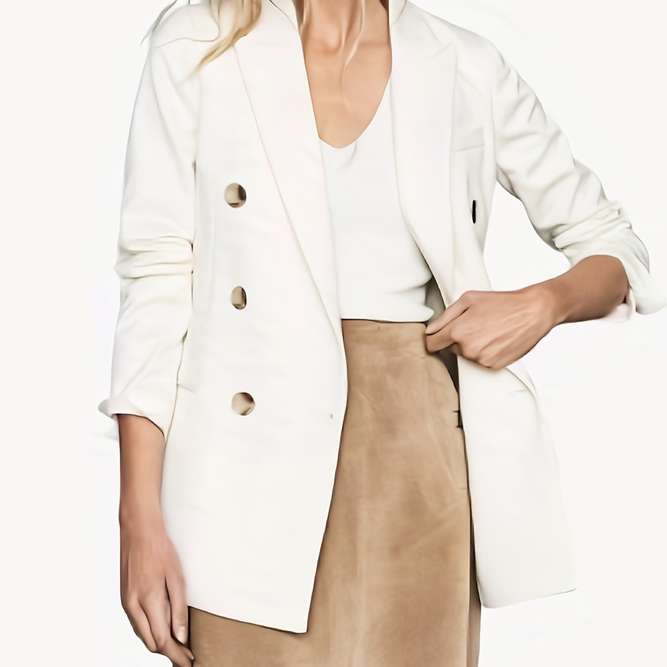 Double Breasted Lapel Blazer Work Office Outerwear Women's Clothing