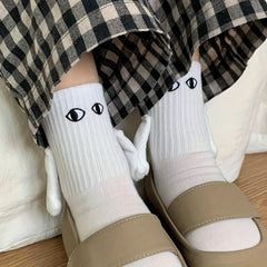 Pair of Magnetic Hands Holding Friendship Couple Socks