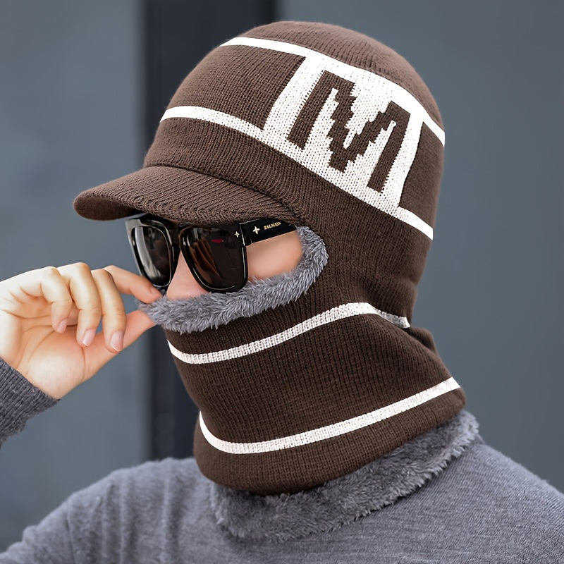 Warm Knitted Hat and Scarf Set with Velvet Lining