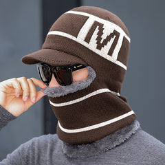 Warm Knitted Hat and Scarf Set with Velvet Lining