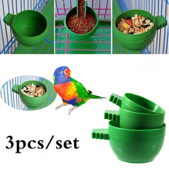 3pcs Mini Round Bird Food Water Bowl Feeder Pigeons Birds Cage Feeding Basin