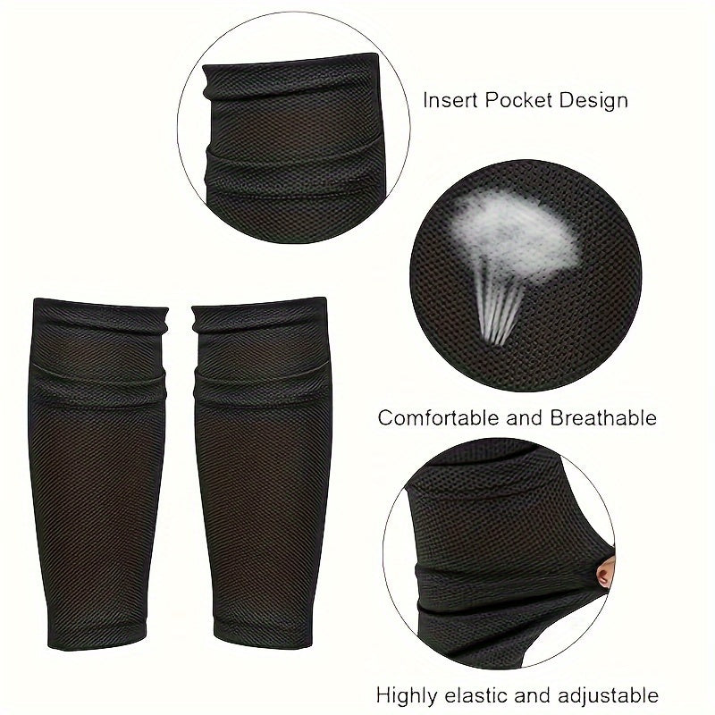 Football Shin Pads With Non Slip Stripes & Pocket Socks