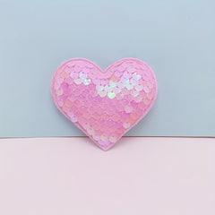 Sequins Heart Shaped Cloth Stickers for Baby Girls