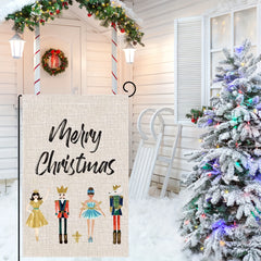 Merry Christmas Garden Flag 30x45 Double Sided Nutcracker Outdoor Decoration
