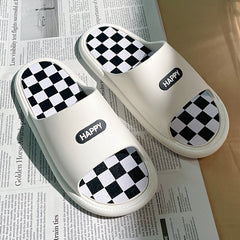 Men's Checkered Slippers Quick Dry Soft Insole Sandals