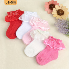 3 Pairs Baby Girl Lace Socks Silver Edge 0-6 Months