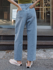 Floral Embroidered Straight Jeans Women's Denim Pants