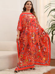 Floral Print Bat Sleeve Maxi Cover Up