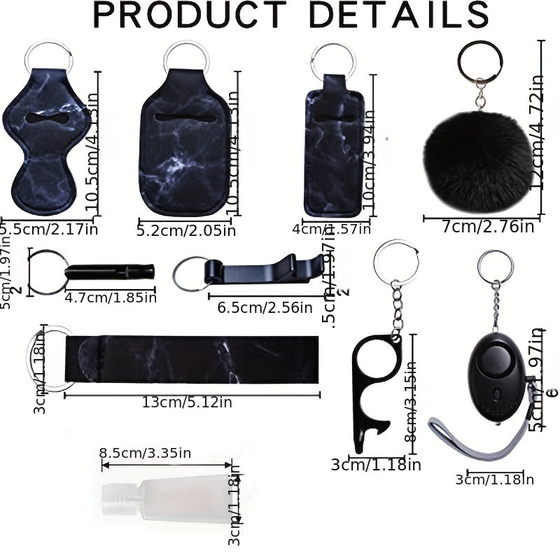 10pcs Women Safety Keychain Set with Personal Alarm - Holiday Gift