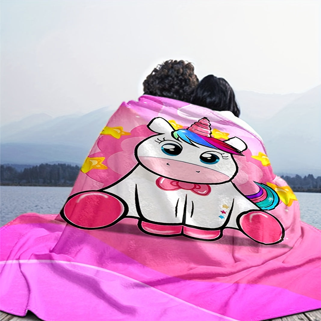 Pink Unicorn Blanket Flannel Throw Bedspread