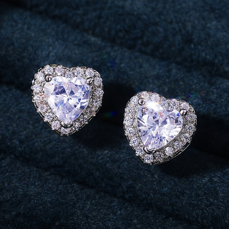 Rhinestone Heart Stud Earrings - Decorative Accessories Jewelry