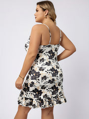 Floral Print Ruffle Trim Cami Sleep Dress