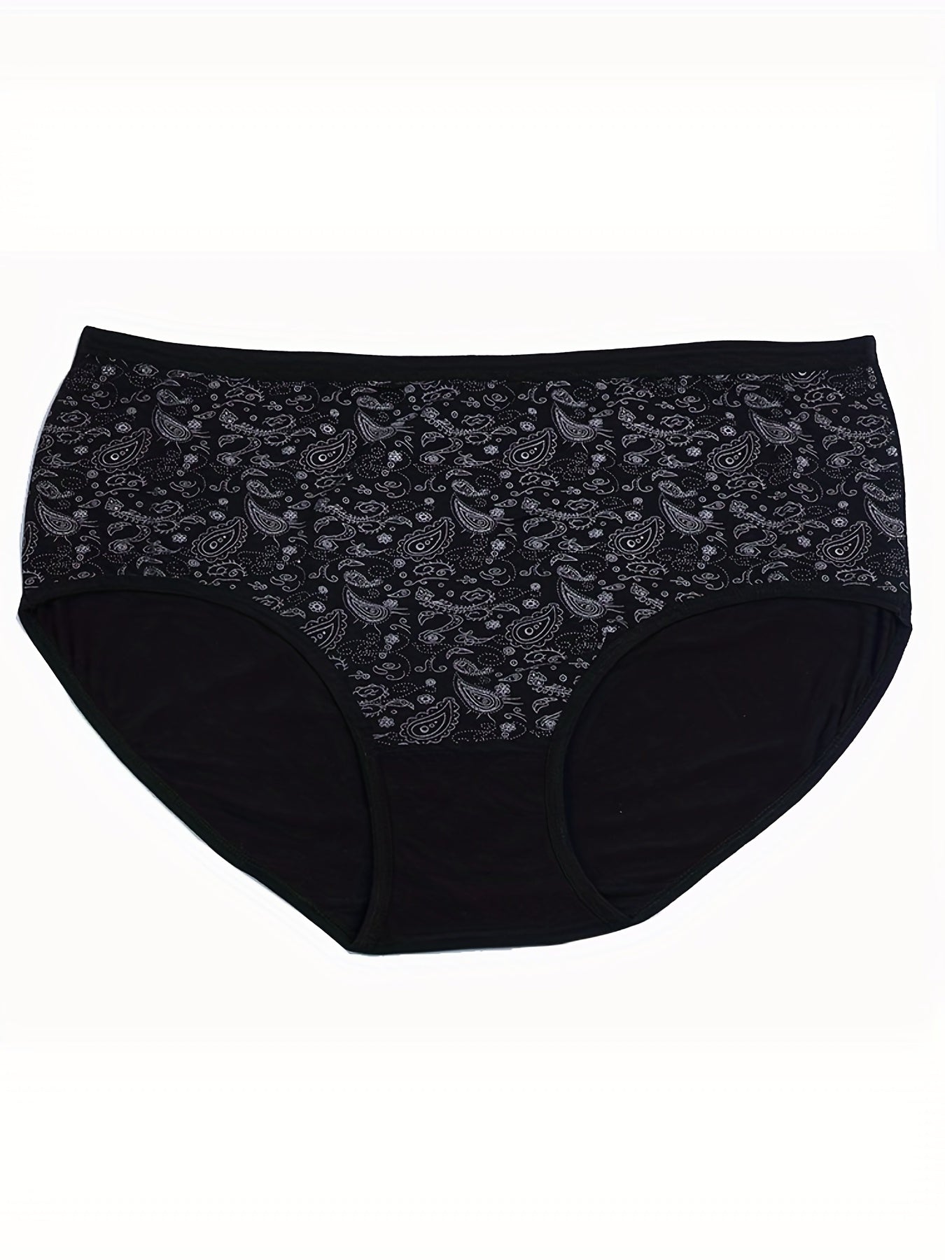 4 Pack Plus Size Boho Panties Set Women's Plus Paisley Print Underwear